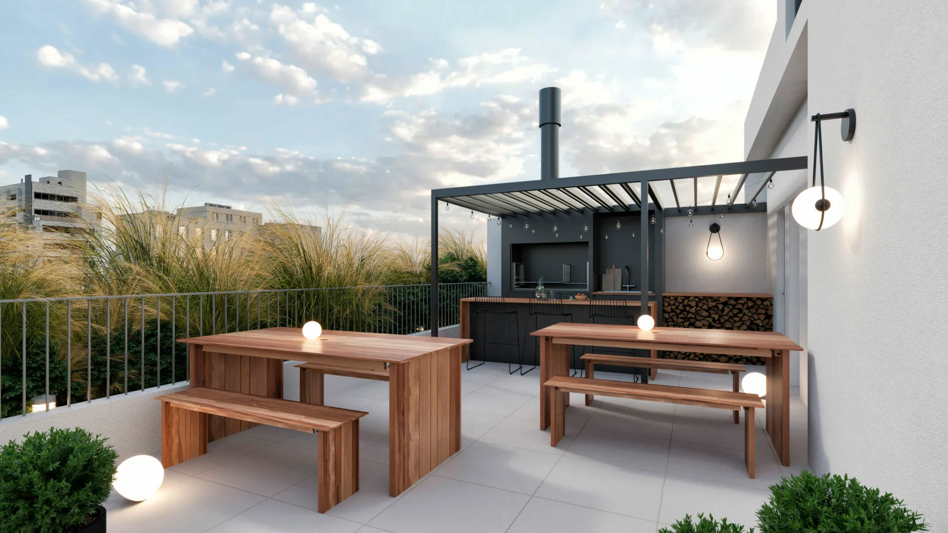 Terraza de Vita Pallares, desarrollo de pozo en Valentín Alsina