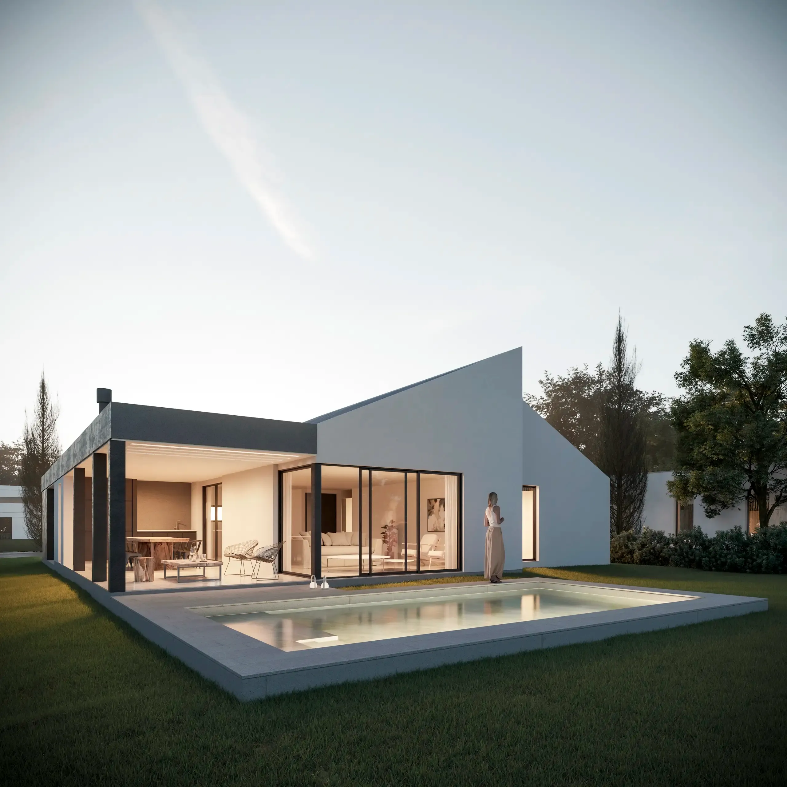 Contrafachada de RBQ 80, galería y jardín